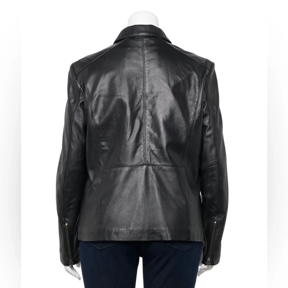 NWOT Whet Blu Patricia Slim Fit Leather Jacket Size Medium - Picture 2 of 7